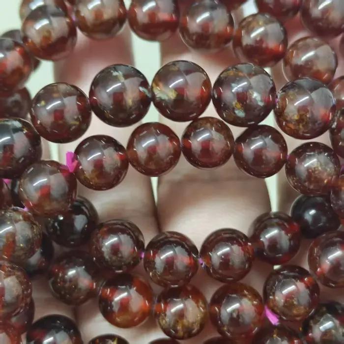 Brésil 100% AAA naturel rouge Orange grenat perles rondes Bracelet collier janvier pierre de naissance