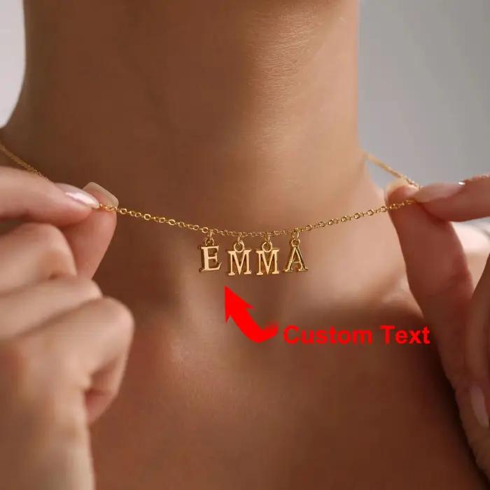 Collier personnalisé avec nom en or ou rouge-marron, cadeau d'anniversaire pour femmes, bijou de mode avec chaîne de maillons, cadeau de Noël unique