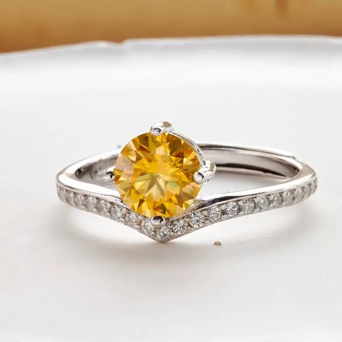 Group bague de mariage Moissanite 1 carat pour femme, argent regardé 925, diamant de laboratoire bri
