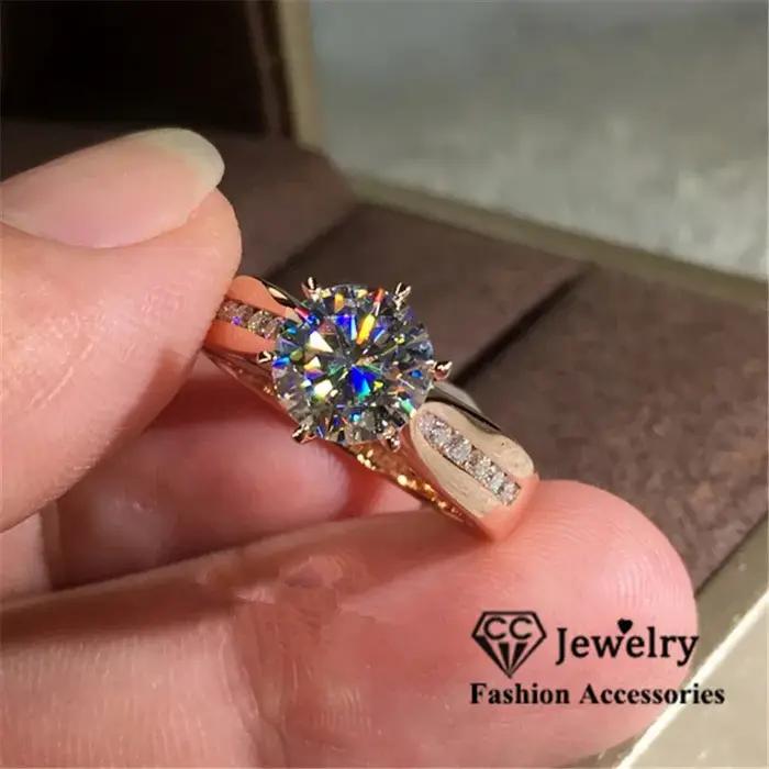 Bague de mariage CC&BYX en zircone cubique élégante avec tracker d'humeur pour femmes pour mariage fiançailles et occasions spéciales