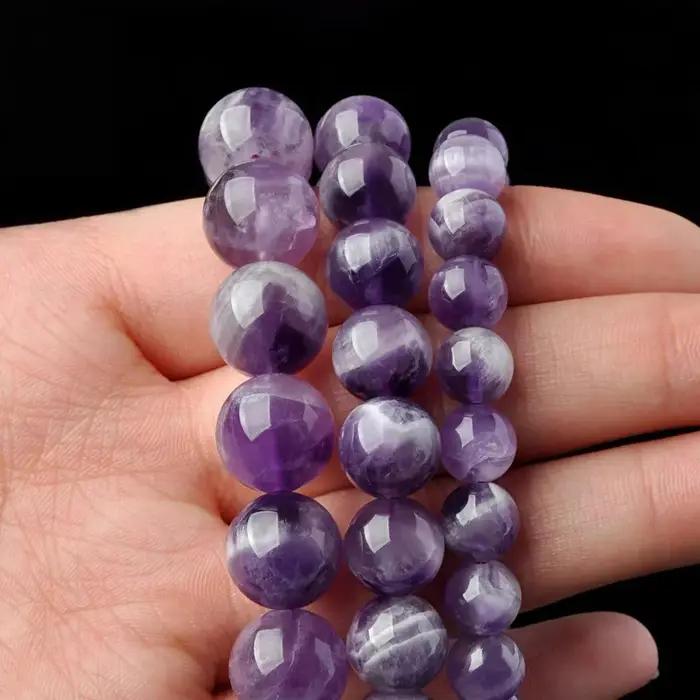 Bracelet Améthyste Naturelle Chaîne Perlée Cristal Lavande Bijou Feng Shui Tendance Neuf Li Feu Violet Femme Occasions Spéciales