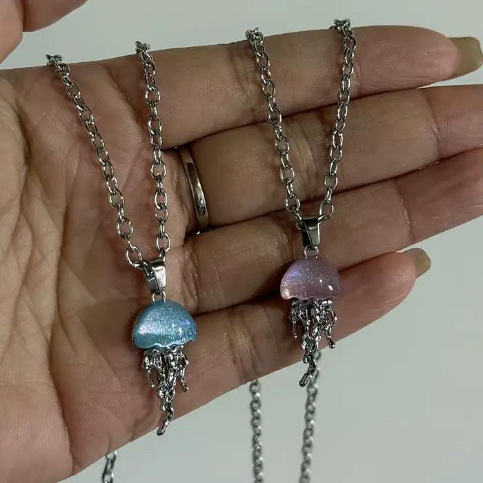 Mode argent couleur étoile de mer méduse goutte collier pour femmes Vintage Couple élégant longs glands breloques collier bijoux