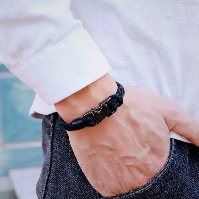 Nouveau Bracelet en corde Unique pour hommes, boucle détachable, fabriqué à la main, porte-bonheur, fil rouge, cadeau pour petit ami, Pulseria Homme