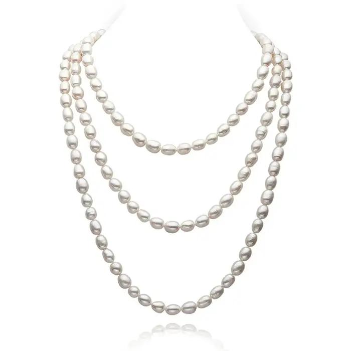 Collier classique long en perles d'eau douce COLARMIX fait main pour femmes occasions spéciales et tous les jours