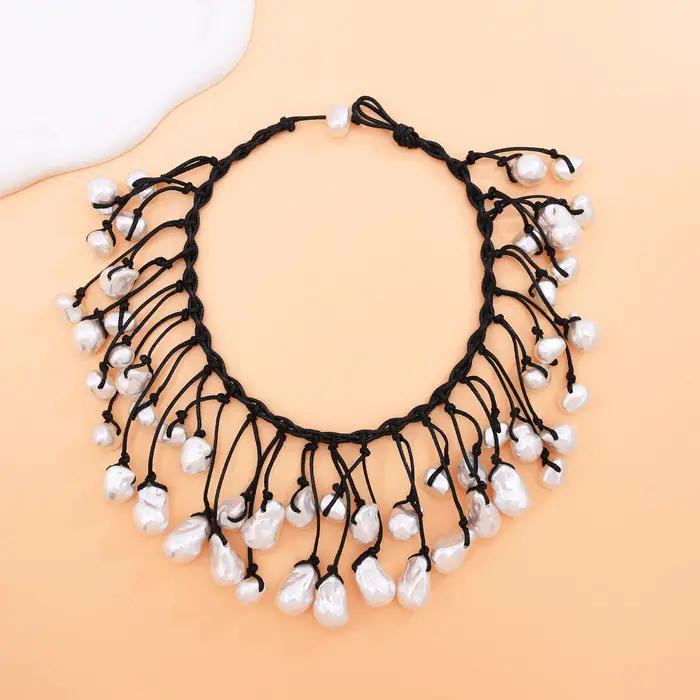 Collier de luxe en Imitation de perles baroques pour femmes