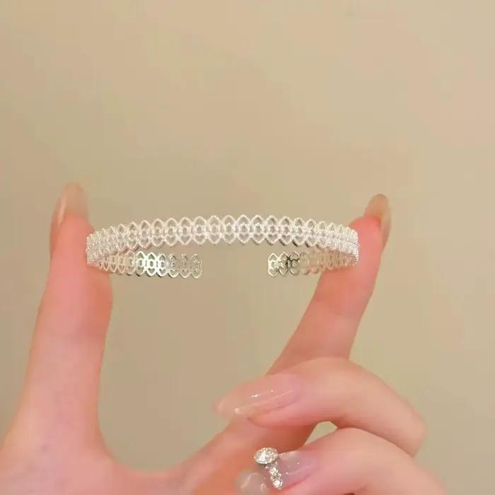 Nouveau bracelet en argent sterling 925, forme géométrique simple, bracelet pour femme, charme personnalisé, bijoux exquis