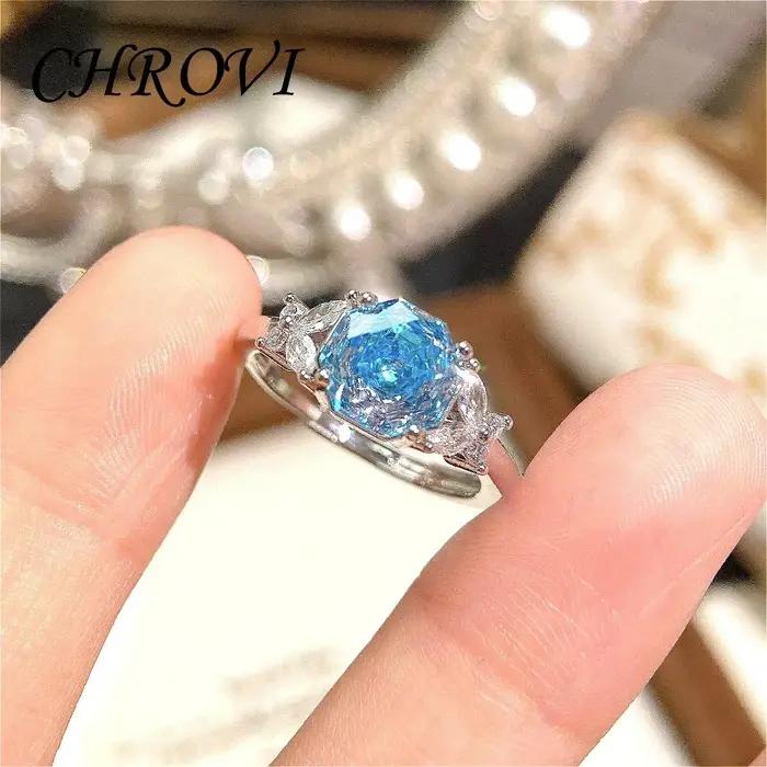 Nouvelle bague octogonale Millennium Rose en argent sterling 925 incrustée de diamants