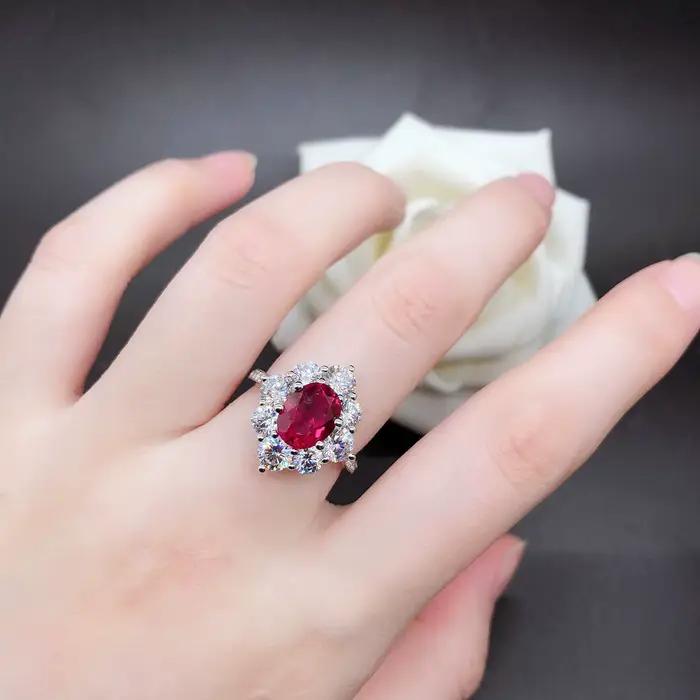 Bague de fiançailles en diamant adrenSapphire naturel pour femme, or blanc pur AU750, belle bague ignorante 18 carats, 2CT