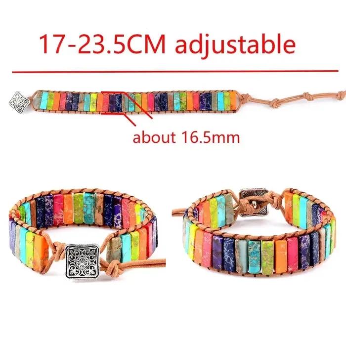 Bracelet en pierre d'empereur coloré pour hommes et femmes, 7 Chakra, corde tressée, Bracelet de poignet tissé, bijoux à la mode, cadeau