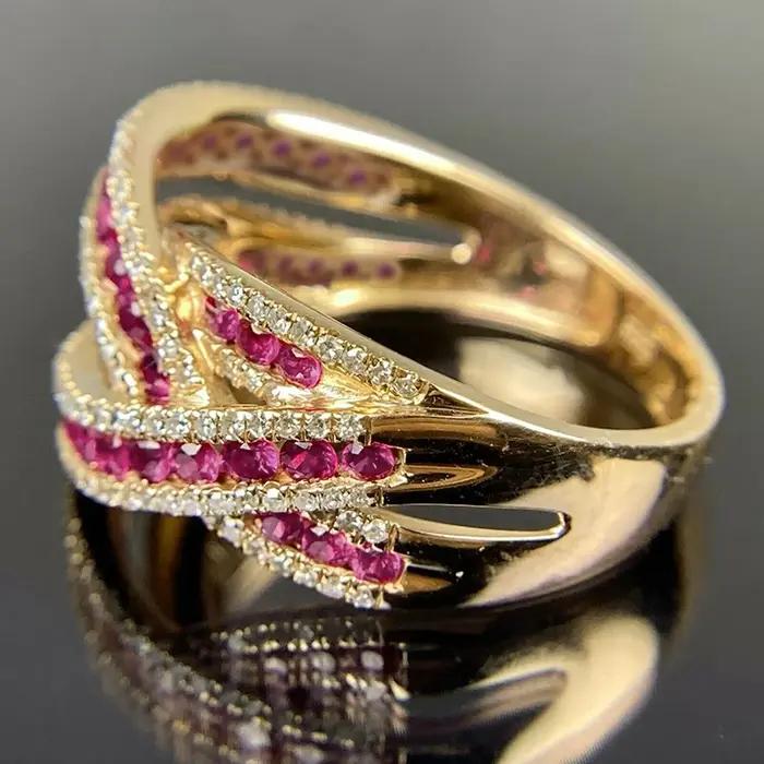Huitan – magnifique bague croisée couleur or pour femmes