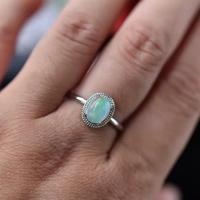 Bague en opale naturelle ITSMOS style vintage pour femmes occasions spéciales engagement bijoux quotidiens avec certificat CNAS