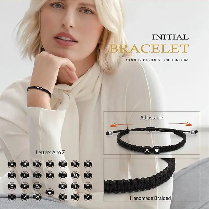 Bracelet Tressé avec Initiales Personnalisables A-Z pour Femmes et Adolescentes Cadeau d'Anniversaire ou Remise de Diplôme Bijou Unique