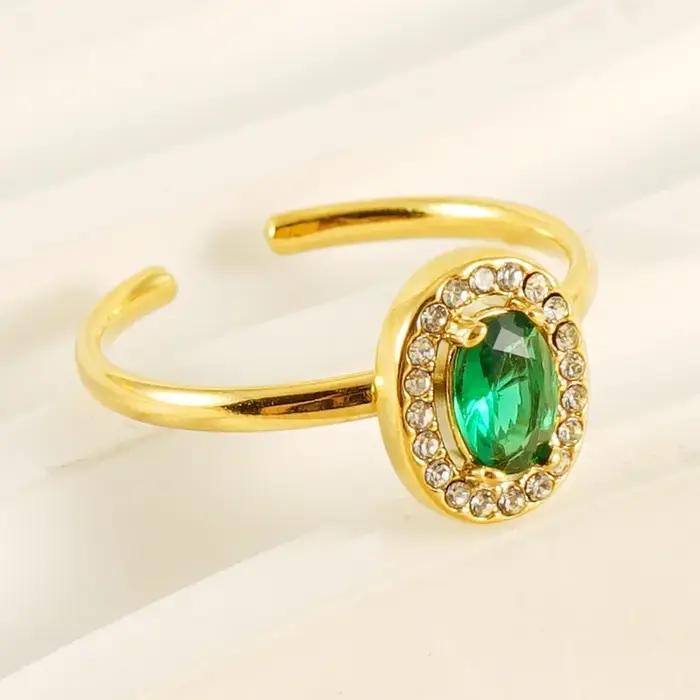 Bague ouverte réglable en acier titane avec diamants