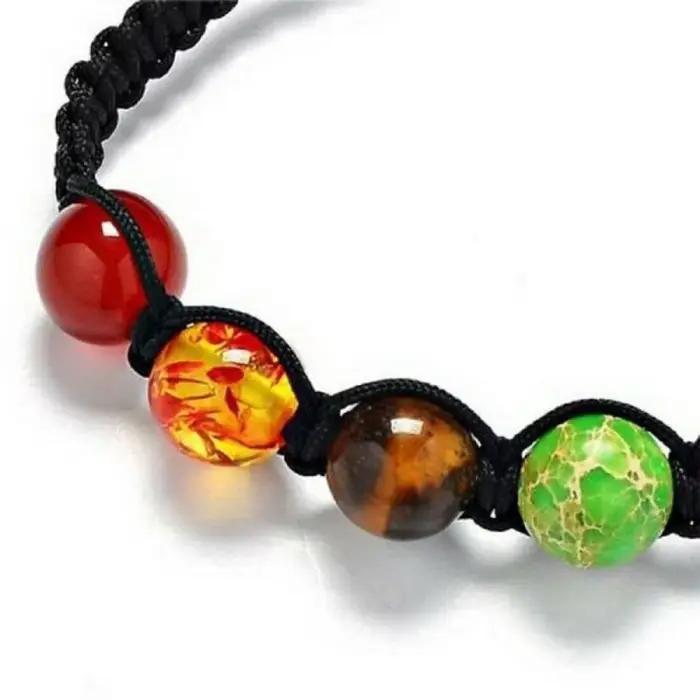 Bracelet en pierre naturelle pour les sept chakras bijoux extensibles perles de 8mm bracelet à brins pour femmes hommes équilibre de guérison occaions spéciales