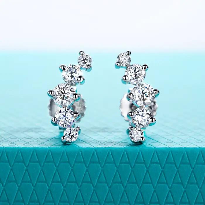 1.04cttw Moissanite boucles d'oreilles 925 en argent Sterling plaqué or laboratoire créé diamant sourire