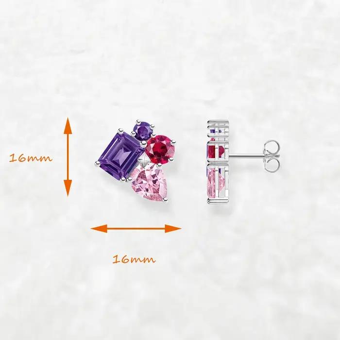 Boucles d'oreilles en Zircon rose et Violet