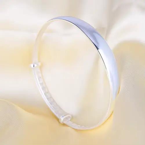 Bracelet jonc rond tendance en argent sterling 925, grand jonc simple pour femme, cadeau bijoux - Nouvelle collection
