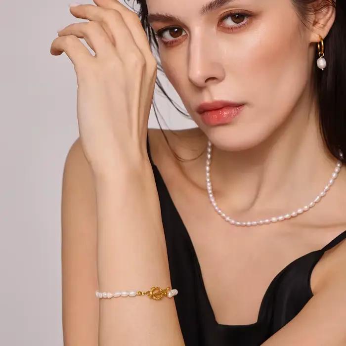 Ensemble de collier et boucles d'oreilles en perles d'eau douce baroques pour femmes, bijoux à la mode, cadeau de fête