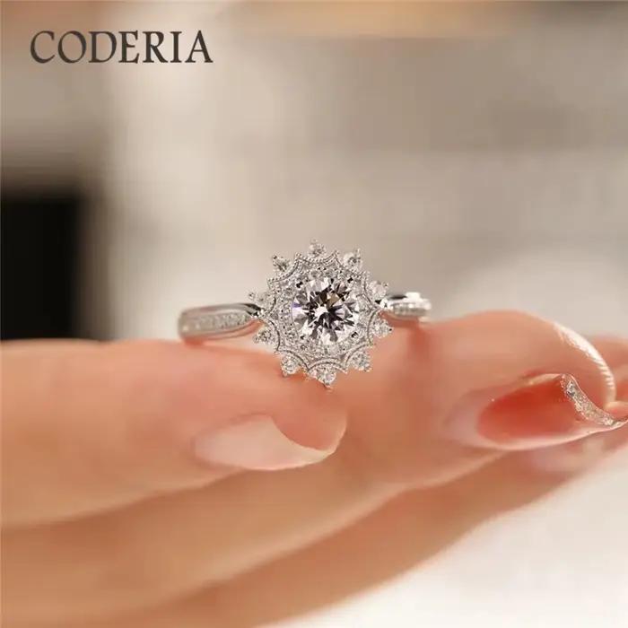 Bague Moissanite en argent Sterling 925 pour femmes