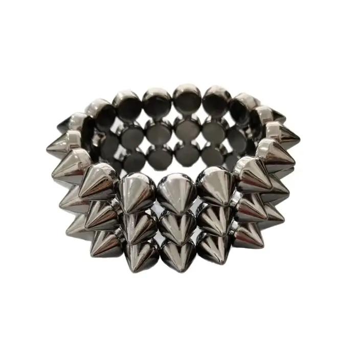 Bracelet punk Y2K vintage à triple rangée de clous