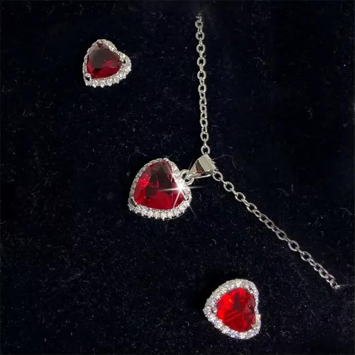 CC – ensemble de bijoux en forme de cœur pour femmes