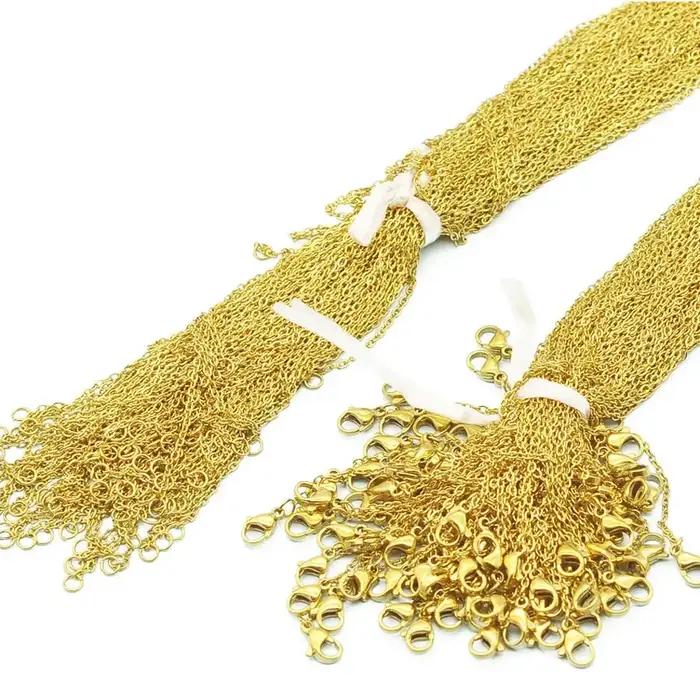 100 pcs/Lot en vrac en gros 304 en acier inoxydable couleur argent 45-50 cm lien de câble Rolo chaîn