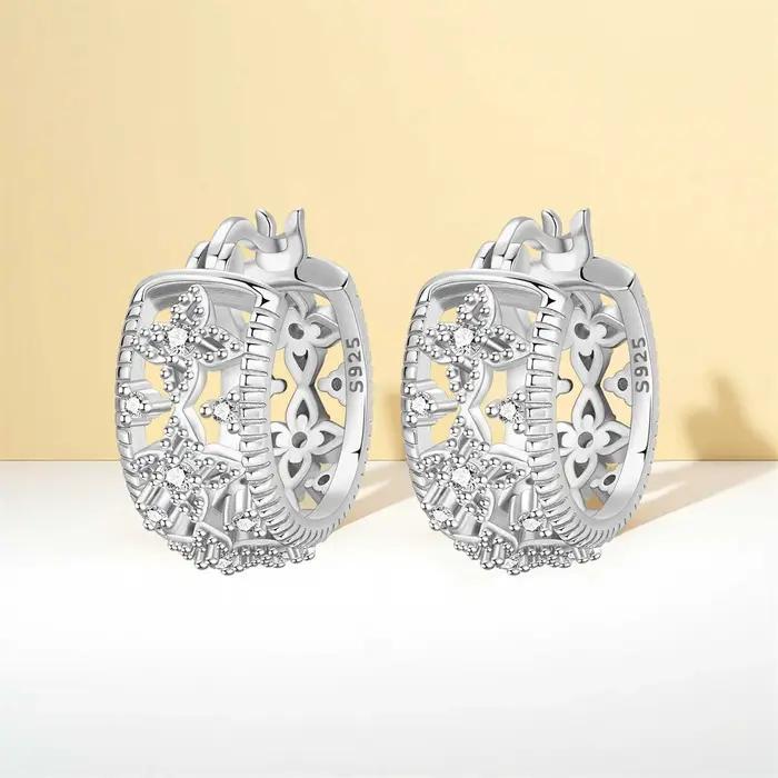 Boucles d'oreilles vintage en argent sterling Orstarry scintillantes avec zircon blanc ou noir pour femmes occasions spéciales bijoux cadeaux