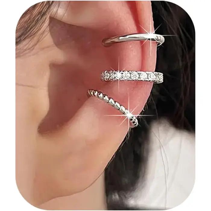 Boucles d'oreilles manchette d'oreille pour femmes, sans perçage, plaqué or 14 carats, tendance, zir