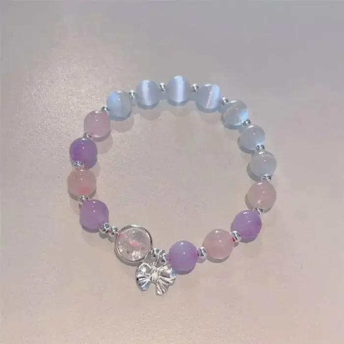 Opale originale bleu mer trésor clair de lune cristal Bracelet léger luxe élastique