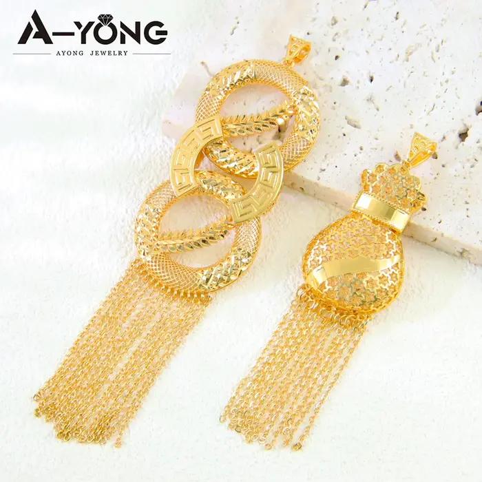 Bijoux de mariage islamiques de luxe, pendentif plaqué or 24 carats pour femmes arabes, collier à la mode, bijoux kurdos du Ramadan
