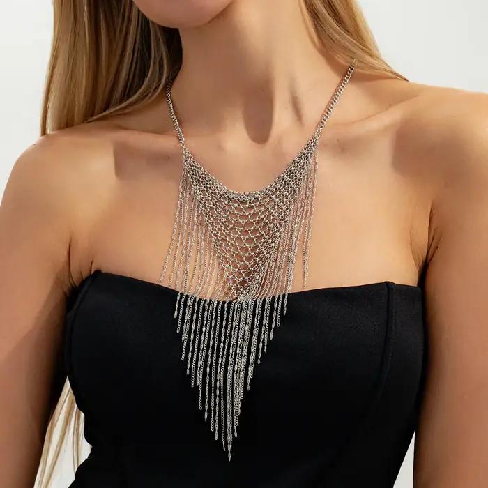 VIVILADY – collier multicouche en maille tissée pour femmes