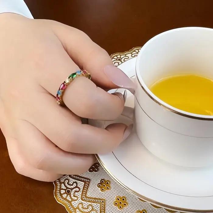 Bague en argent sterling 925 avec pierres de zirconium colorées forme ovale style européen élégant pour femme et homme cadeau spécial