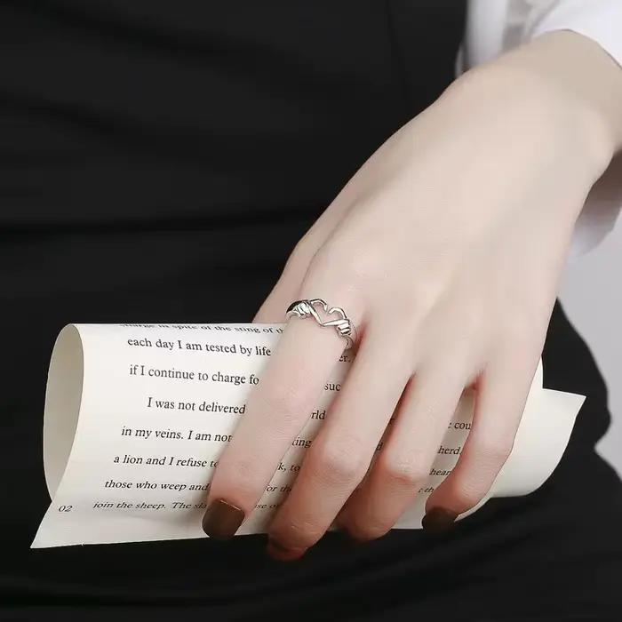 Bague de couple en forme de coeur alliage de zinc romantique engagement amour éternel pour femme homme occasions spéciales anniversaire cadeau unique