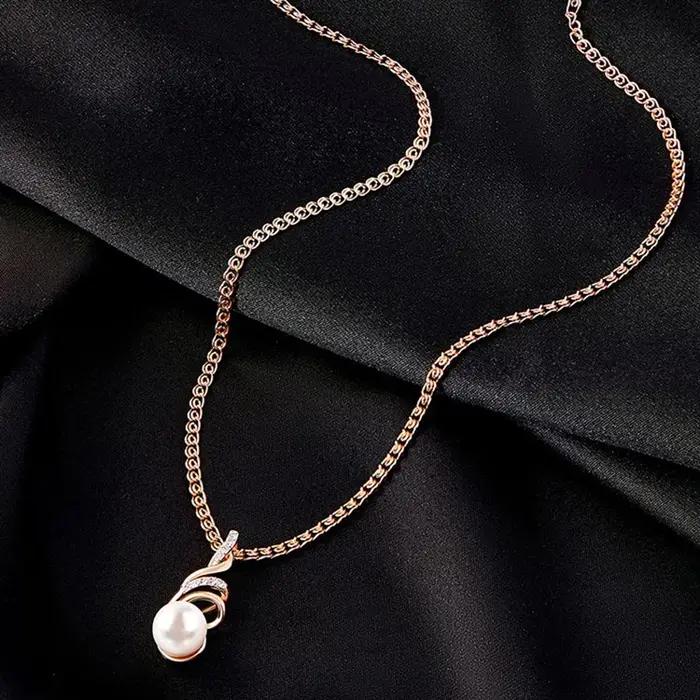 Wbmqda – pendentif et collier élégant en perles blanches pour femmes