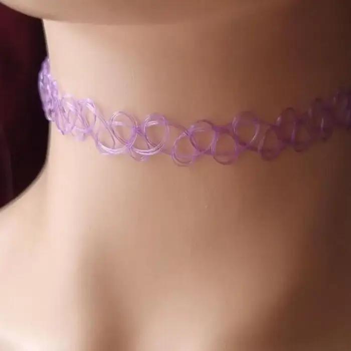 Collier ras du cou noir pour tatouage rétro gothique vintage années 90 femme occasion spéciale