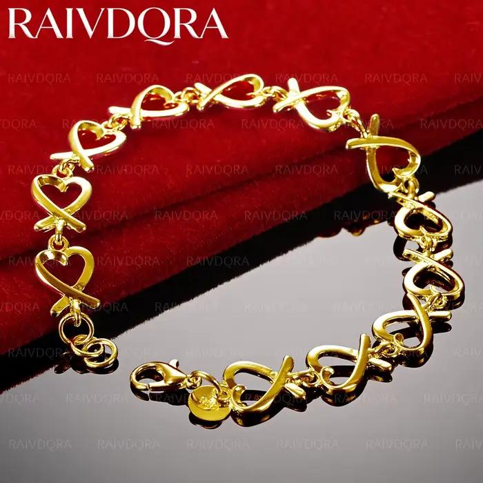 Bracelets en forme de cœur plaqués or 18 carats pour femmes, cadeau d'anniversaire, de mariage, acce