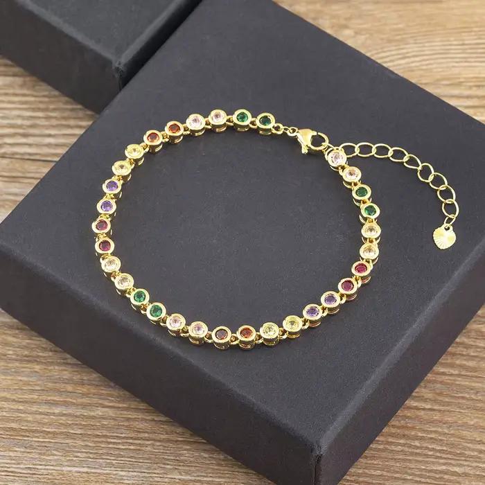 Nidin – Bracelet en cristal brillant pour femmes, 6 couleurs, strass, Zircon, réglable, bijoux exquis, cadeau pour filles