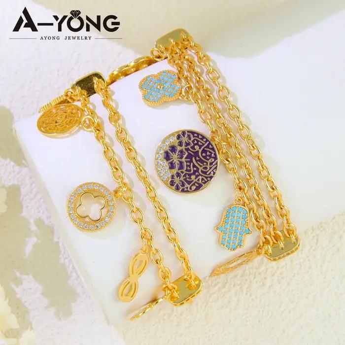 Bracelet plaqué or 21 carats style italien multilayer pour femmes occasions spéciales mariage fête
