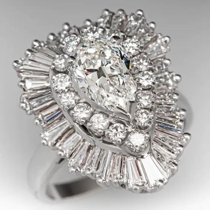 Bague en Zircon pour femmes, nouveau Design, goutte d'eau en diamant, argent 925, exagérée et Grandes bijoux, fête de mariage, anniversaire, Gifti