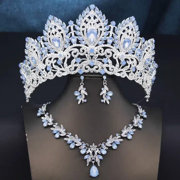 Parures de bijoux de mariée de luxe pour femmes : collier