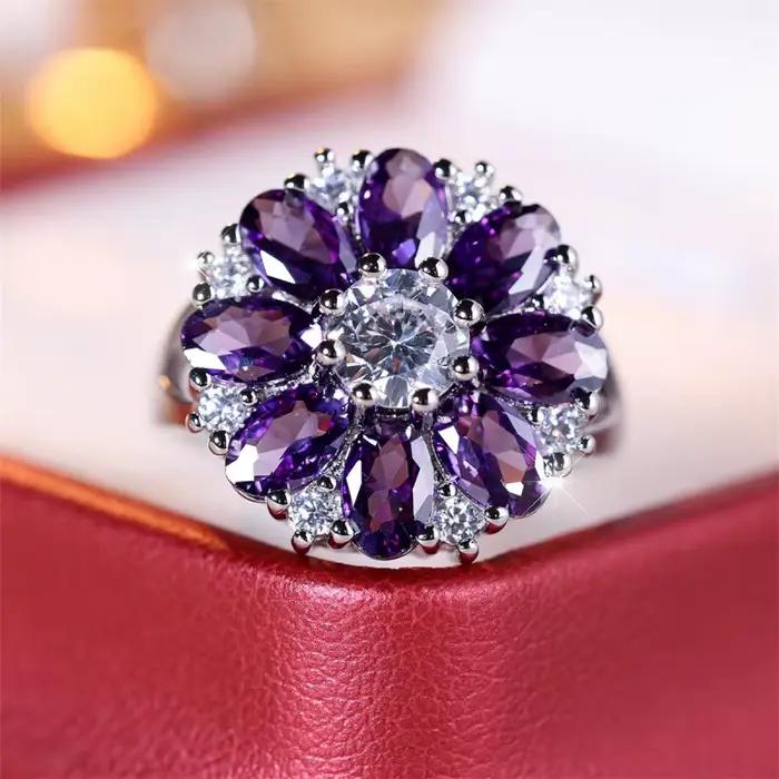 Bague en argent pour femme sertie de zircon avec 255 déclinaisons de couleurs pour bijoux de luxe élégants et personnalisés