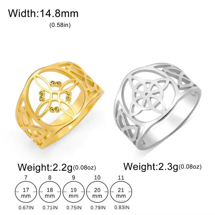 Bague en acier inoxydable à nœud de sorcière vintage pour engagement et occasions spéciales unisexe avec choix de couleur et taille