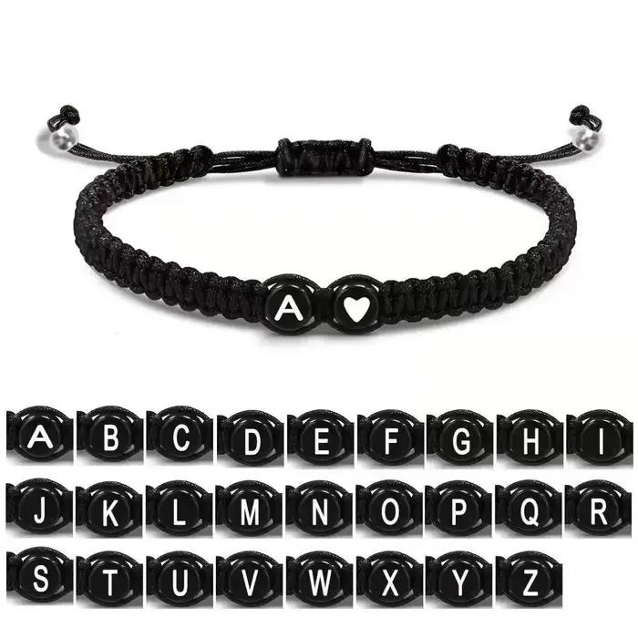 Bracelet Initial Personnalisé Tressé avec Lettres de A à Z pour Femmes et Hommes Occasions Spéciales