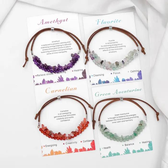 Bracelet en pierre naturelle de lapis lazuli réglable pour hommes et femmes occasions spéciales cadeau avec carte de vœux