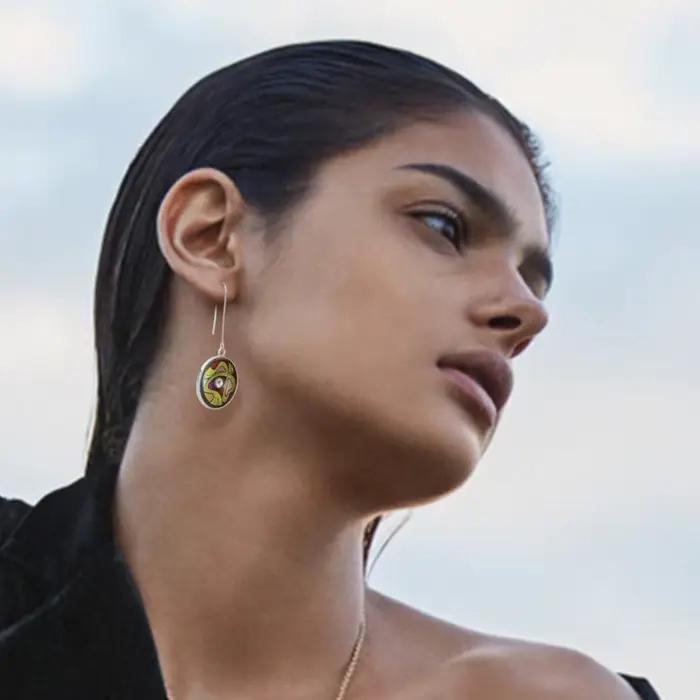 VAROLE – boucles d'oreilles pendantes indiennes pour femmes, classiques, Vintage, peintes, Style ethnique bohème, géométrique