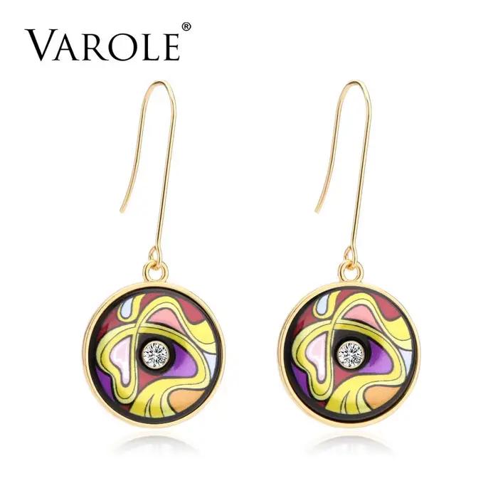 VAROLE – boucles d'oreilles pendantes indiennes pour femmes, classiques, Vintage, peintes, Style ethnique bohème, géométrique