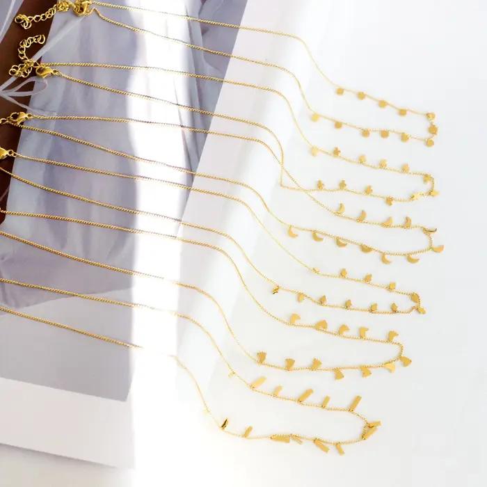 LUXUKISSKIDS femme Collier бижутерия chaînes dorées colliers bohême étoile coeur élégant en acier inoxydable bijoux à la mode