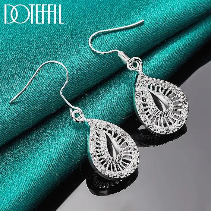 DOTEFFIL 925 en argent Sterling gouttelettes d'eau goutte boucle d'oreille pour les femmes de mariage fiançailles bijoux de fête