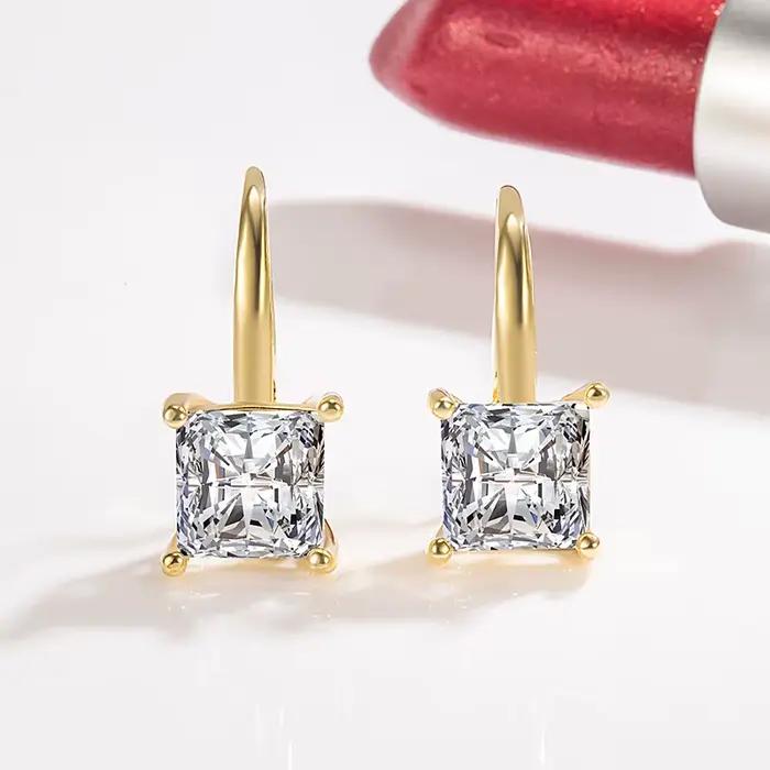 Boucles d'oreilles originales en argent Sterling 100% 925 et diamant pour femmes, pierres précieuses naturelles, bijoux minimalistes, argent 925