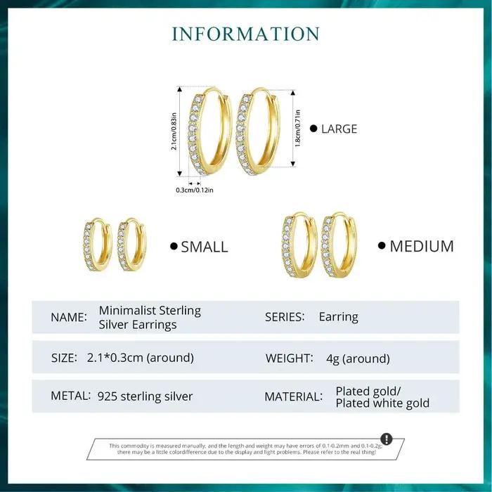 Boucles d'oreilles créoles en argent sterling 925 serties de zirconium blanc élégantes pour femme occasions spéciales